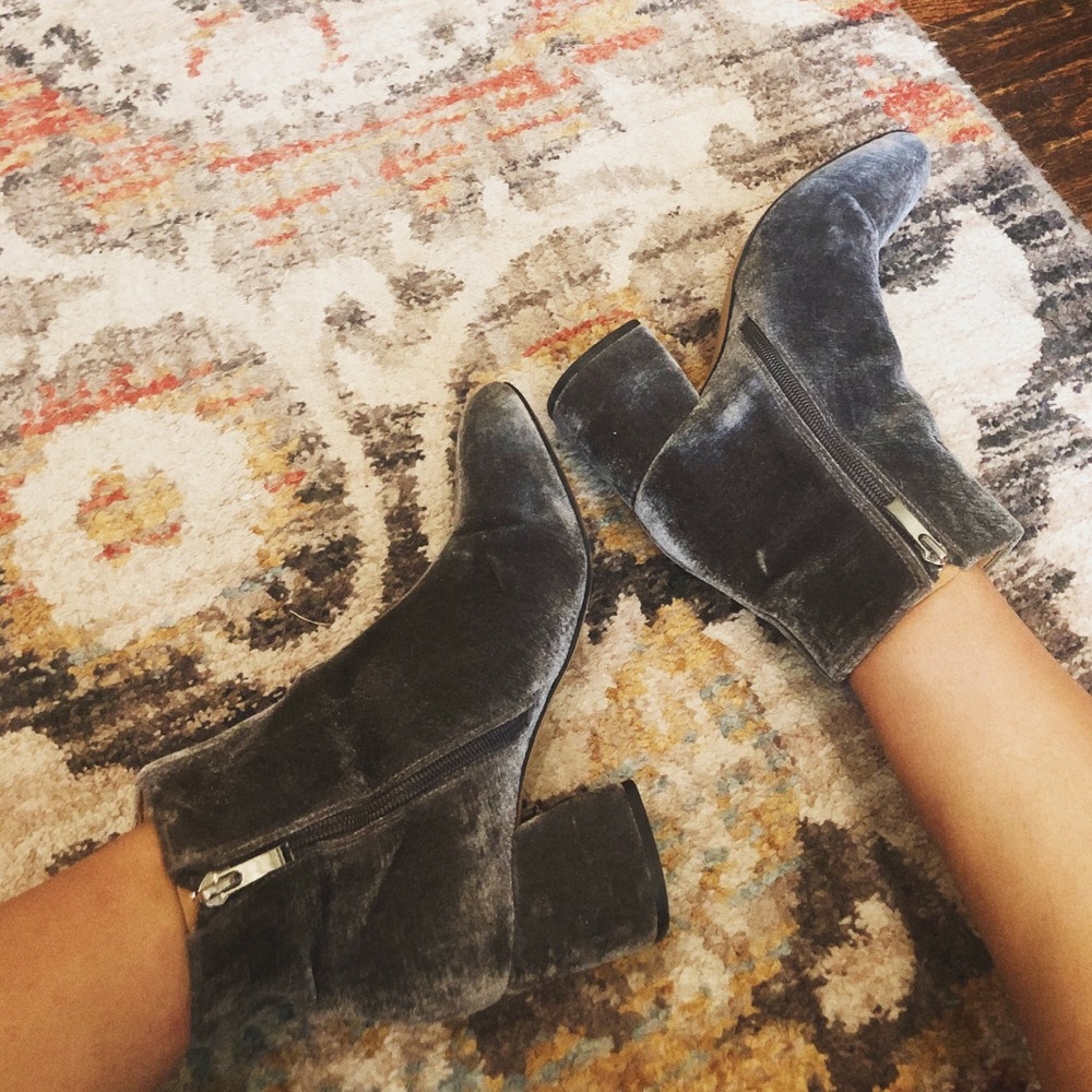 Gray Velvet Booties